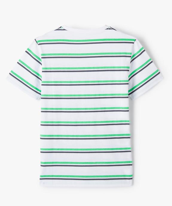 Tee-shirt garçon à rayures avec inscription vue3 - GEMO (JUNIOR) - GEMO