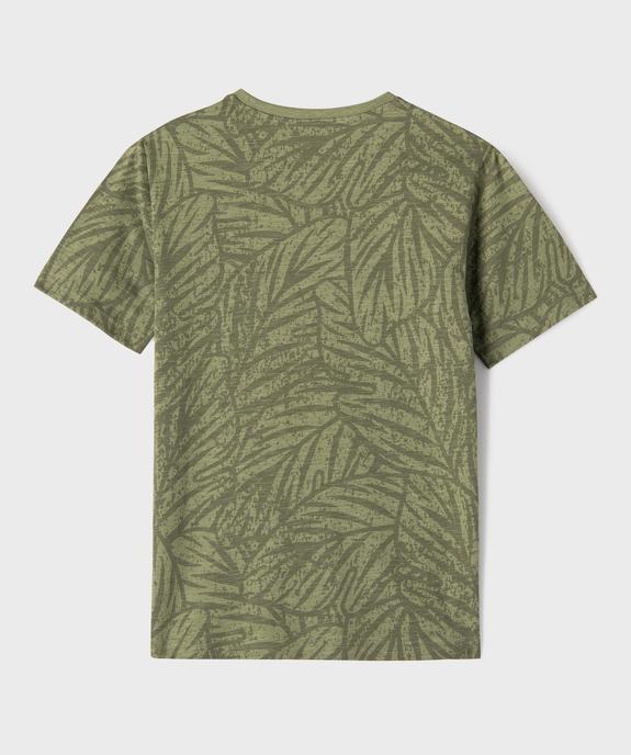 Tee-shirt manches courtes en jersey de coton imprimé feuillage garçon vue3 - GEMO 4G GARCON - GEMO