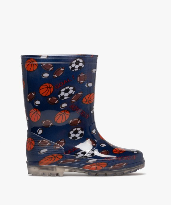 Bottes de pluie garçon motifs sport à semelle crantée transparente vue7 - BUGGY - GEMO