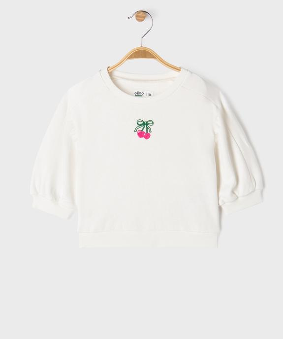 Sweat avec manches froncées et motif brodé bébé fille vue1 - GEMO 4G BEBE - GEMO