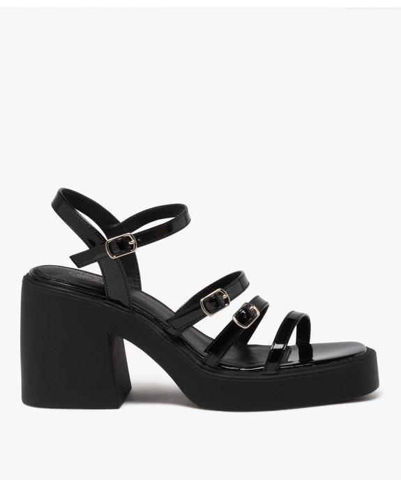 Sandales femme à talon flare dessus uni vernis vue1 - GEMO(URBAIN) - GEMO