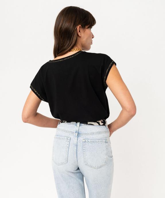 Tee-shirt à manches courtes avec finitions scintillantes femme vue3 - GEMO 4G FEMME - GEMO