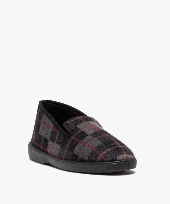 Chaussons homme charentaises en velours à carreaux vue2 - GEMO 4G HOMME - GEMO