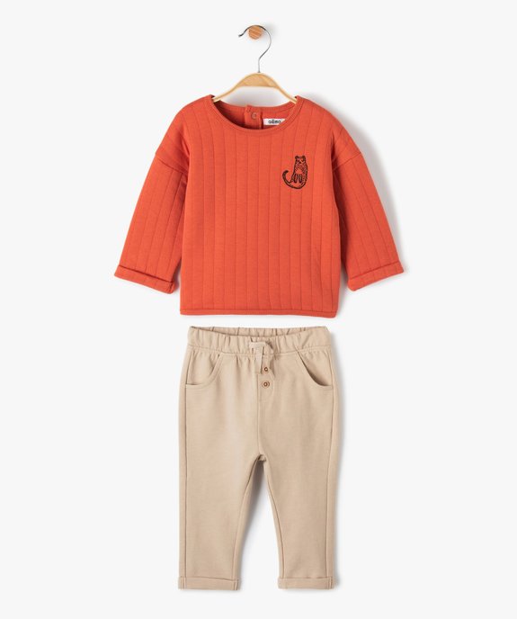 Ensemble bébé garçon 2 pièces pull + pantalon en maille vue1 - GEMO(BEBE DEBT) - GEMO