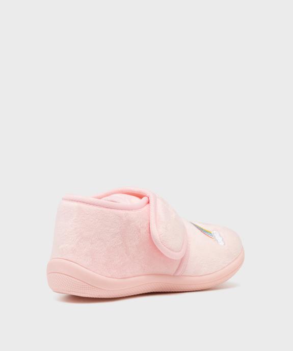 Chaussons en velours à scratch moelleux imprimé arc-en-ciel fille vue4 - GEMO (ENFANT) - GEMO
