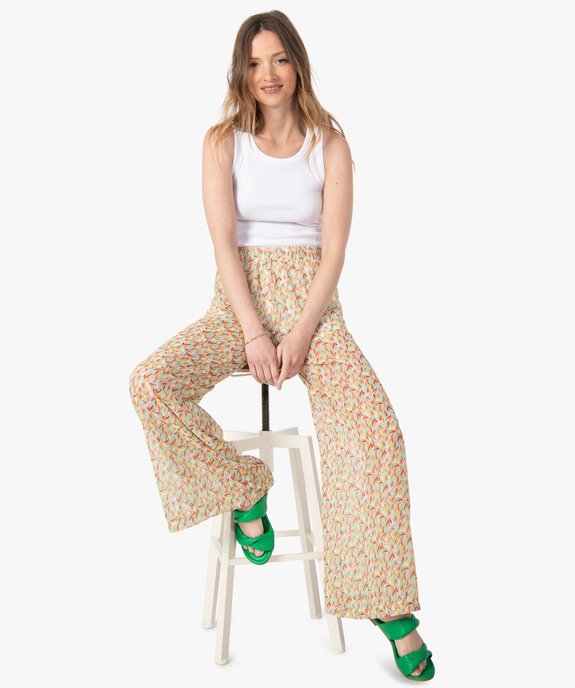 Pantalon femme en voile imprimé vue5 - GEMO(FEMME PAP) - GEMO