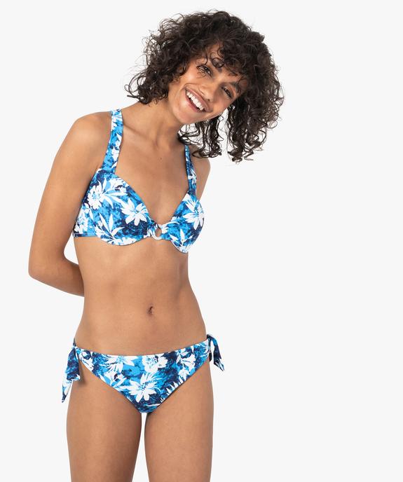 Bas de maillot de bain femme forme culotte à motifs fleuris vue3 - GEMO 4G FEMME - GEMO