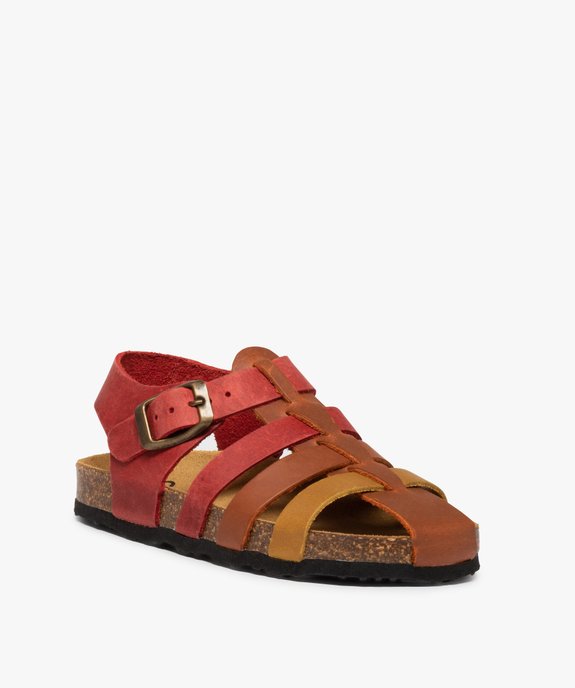 Sandales garçon à brides en cuir colorées et bout fermé vue2 - GEMO (ENFANT) - GEMO