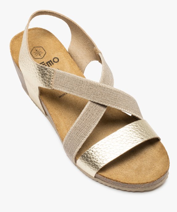 Sandales femme compensées dessus cuir élastiqué vue5 - GEMO(URBAIN) - GEMO
