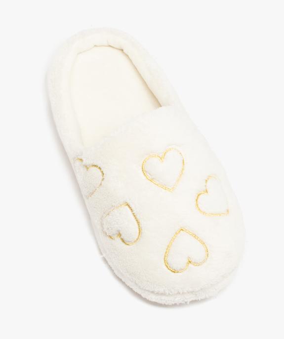 Chaussons fille mules en dessus peluche brodées coeur vue5 - GEMO (ENFANT) - GEMO
