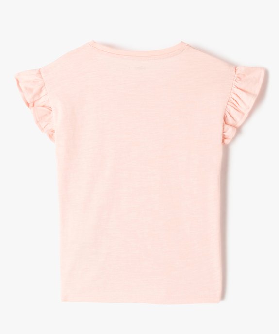 Tee-shirt fille à manches courtes avec volants vue3 - GEMO (ENFANT) - GEMO