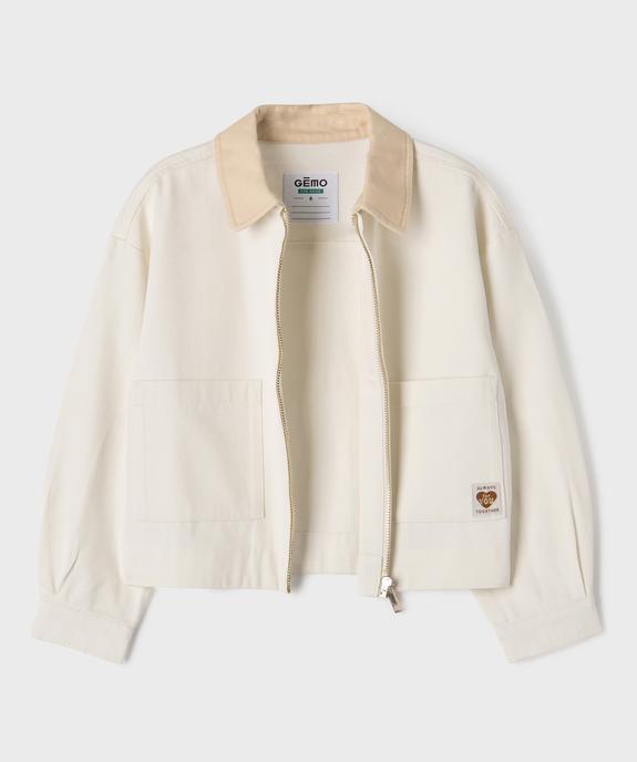 Veste zippée en toile de coton fille vue2 - GEMO 4G FILLE - GEMO