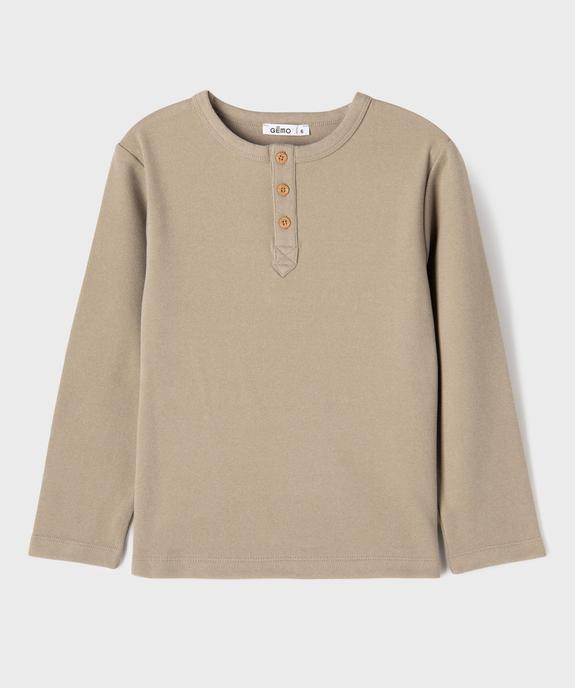 Tee-shirt manches longues chaud col tunisien garçon vue2 - GEMO (ENFANT) - GEMO