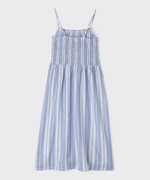 Robe à bretelles en viscose et lin buste smocké fille vue4 - GEMO 4G FILLE - GEMO