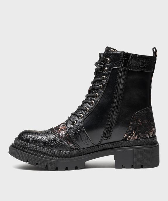 Boots avec empiècements texturés sur semelle crantée femme - Emilia Rosa - EMILIA ROSA Boots avec empiècements texturés sur semelle crantée femme - Emilia Rosa vue3 - EMILIA ROSA - GEMO