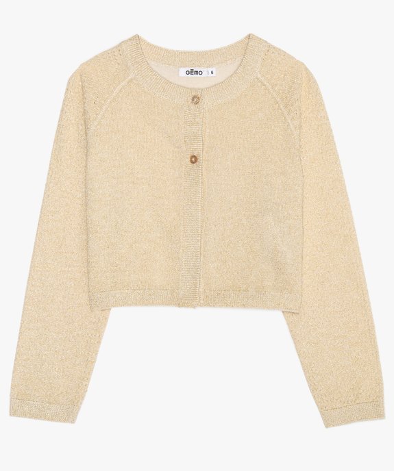 Gilet fille forme boléro avec manches en maille ajourée vue1 - GEMO (ENFANT) - GEMO