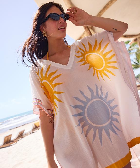 Robe de plage en coton léger à motif femme vue4 - GEMO (PLAGE) - GEMO