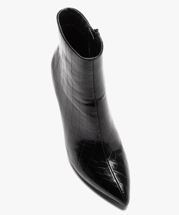 Boots femme unies à talon et bout pointu dessus croco verni vue6 - GEMO(URBAIN) - GEMO