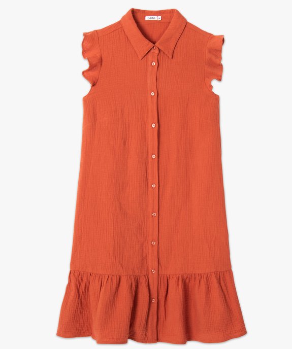 Robe femme en gaze de coton à col chemise vue4 - GEMO(FEMME PAP) - GEMO