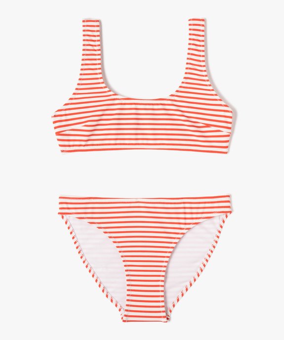 Maillot de bain fille 2 pièces rayé avec haut brassière vue1 - GEMO (JUNIOR) - GEMO