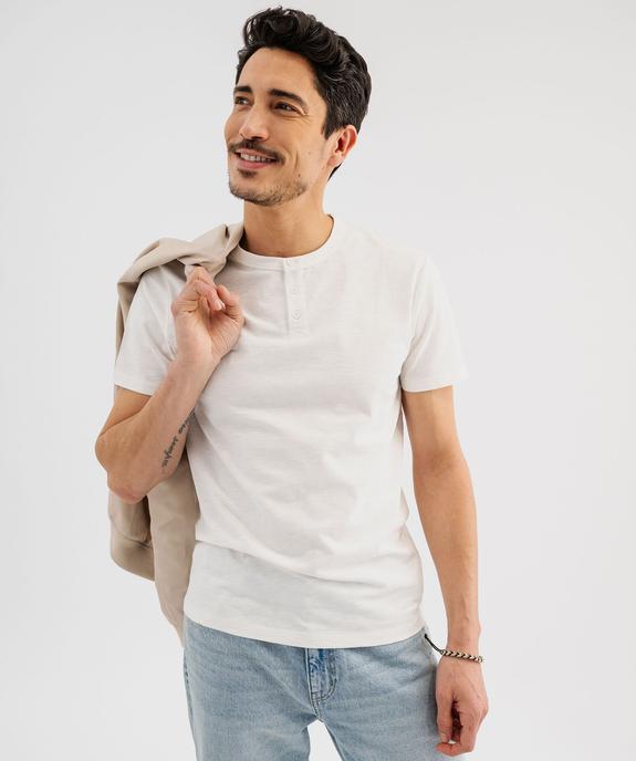 Tee-shirt manches courtes col tunisien homme vue1 - GEMO (HOMME) - GEMO