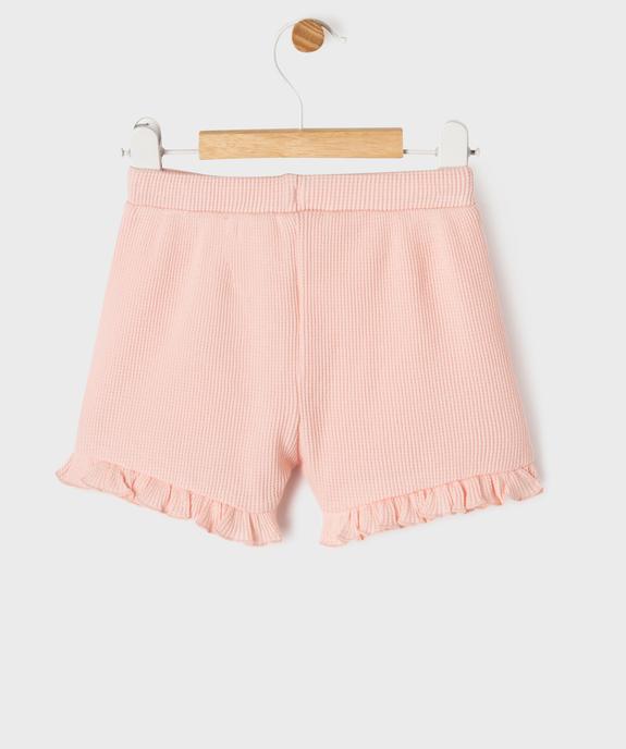 Short en maille gaufrée avec taille ajustable bébé fille vue4 - GEMO(BEBE DEBT) - GEMO