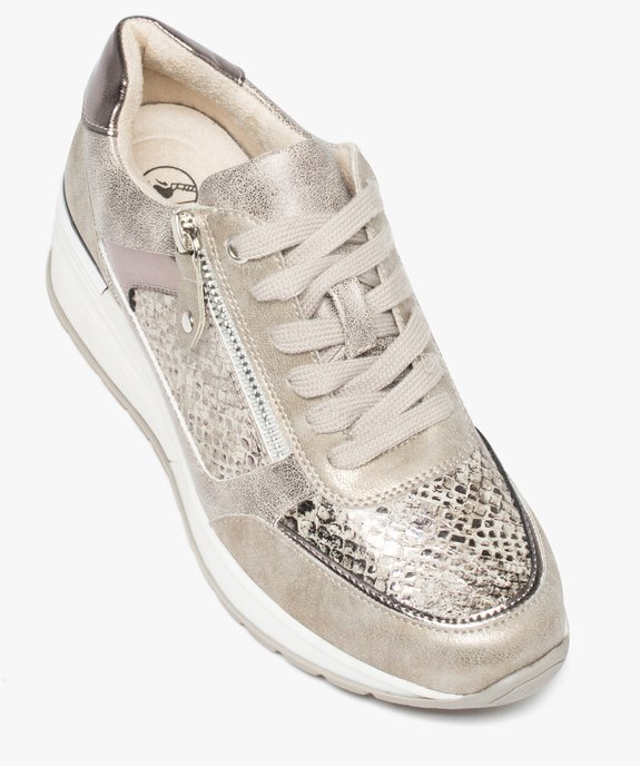 Baskets femme compensées imitation croco à zip vue5 - GEMO (SPORTSWR) - GEMO