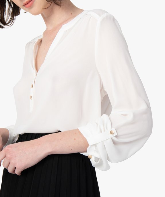 Blouse femme en voile avec manches retroussables vue2 - GEMO(FEMME PAP) - GEMO