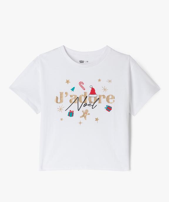 Tee-shirt à manches courtes coupe large spécial Noël fille vue1 - GEMO 4G FILLE - GEMO
