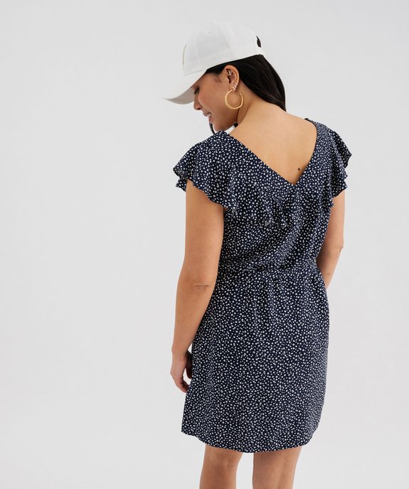 Robe courte sans manches en viscose fleurie à volants femme vue3 - GEMO 4G FEMME - GEMO