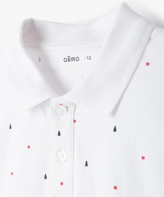 Polo garçon à manches courtes et micro-motifs vue2 - GEMO (JUNIOR) - GEMO