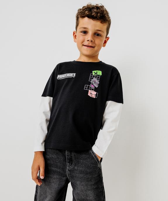 Tee-shirt manches longues effet 2 en 1 garçon - Minecraft vue4 - MINECRAFT - GEMO