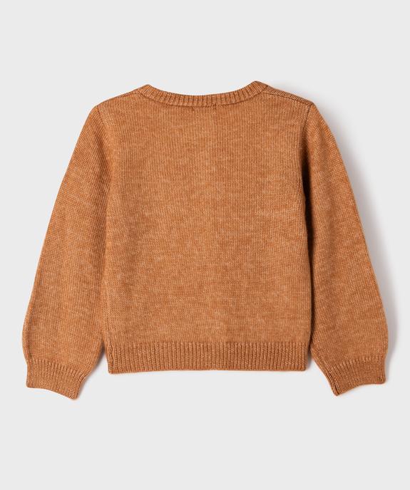 Gilet en maille chinée et brodée de fleurs fille - LuluCastagnette vue4 - LULUCASTAGNETTE - GEMO