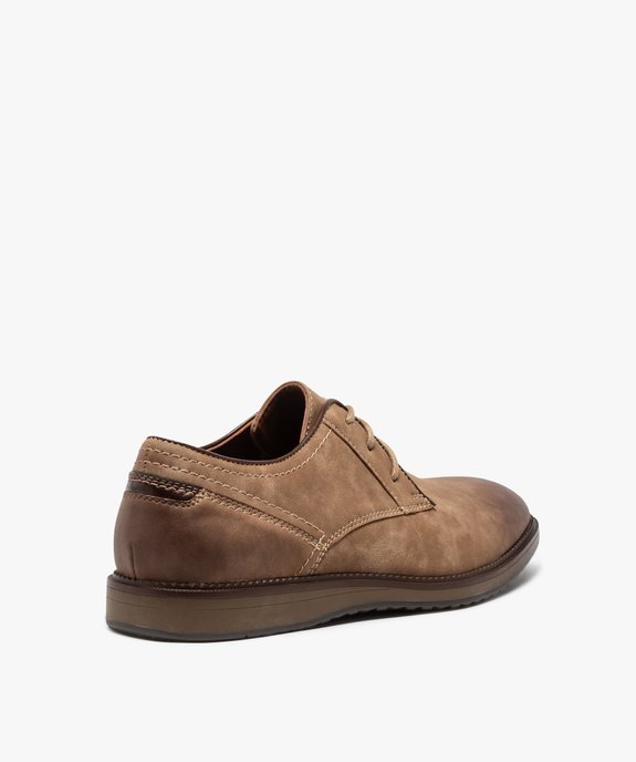 Derbies homme unis en suédine avec effet vieilli vue4 - GEMO(URBAIN) - GEMO