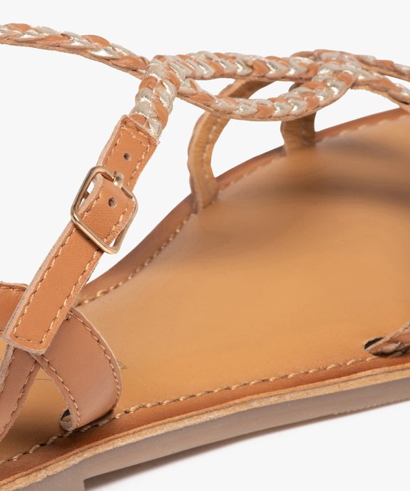 Sandales femme à talon plat et brides tressées en cuir vue6 - GEMO (CASUAL) - GEMO