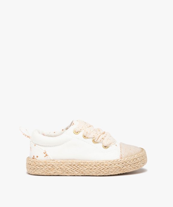 Baskets bébé fille dessus en toile et semelle en corde vue1 - GEMO 4G BEBE - GEMO