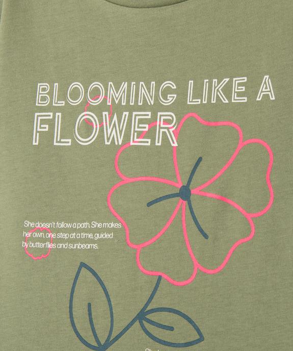 Tee-shirt manches courtes coupe large avec motif sur le buste fille vue3 - GEMO 4G FILLE - GEMO