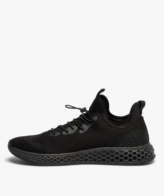 Baskets homme unies dessus en maille et semelle alvéolée vue3 - GEMO 4G HOMME - GEMO