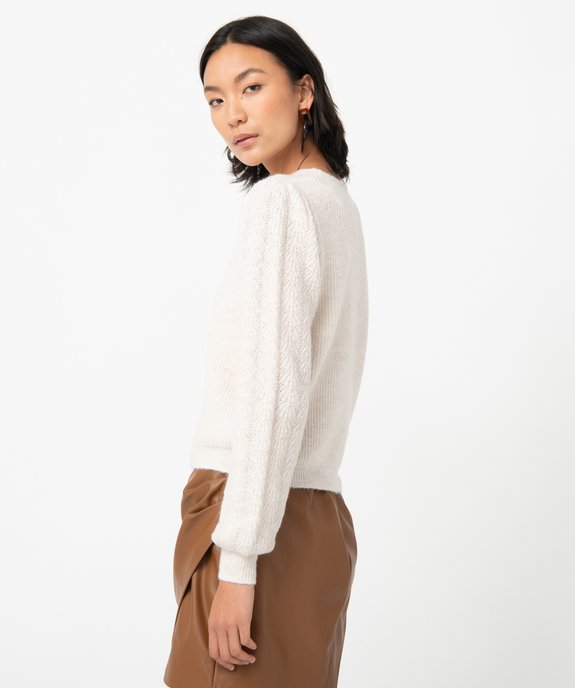 Gilet femme avec manches en maille fantaisie vue3 - GEMO 4G FEMME - GEMO