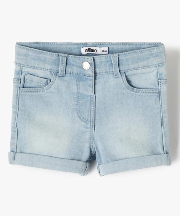 Short bébé fille en jean délavé vue1 - GEMO 4G BEBE - GEMO