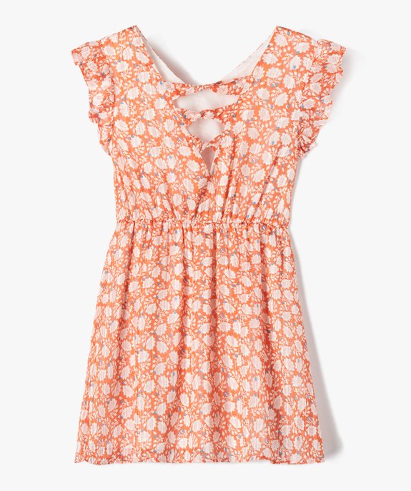 Robe fille sans manches à motifs fleuris et rayures pailletées vue3 - GEMO (ENFANT) - GEMO
