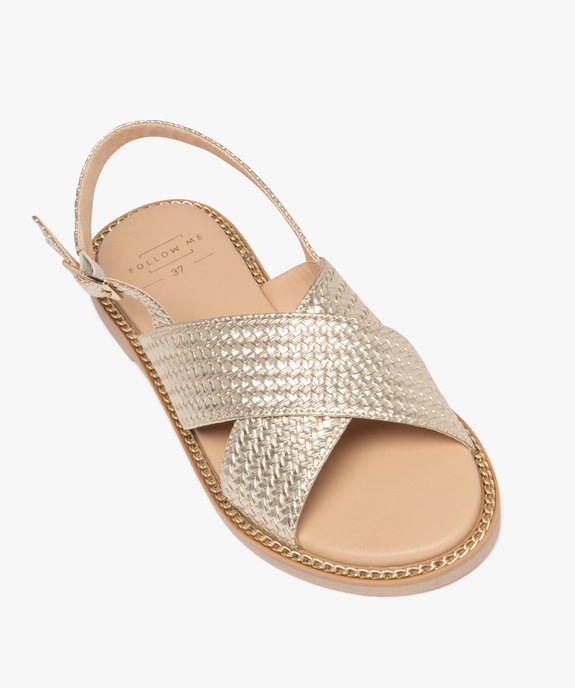 Sandales plates avec larges brides aspect tressé femme vue6 - FOLLOW ME - GEMO