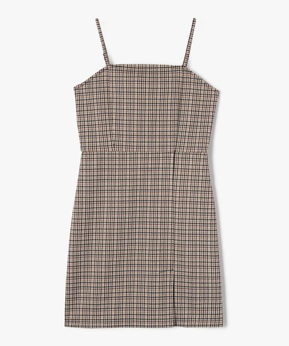 Robe à bretelles à motif pied de poule fille vue2 - GEMO (JUNIOR) - GEMO