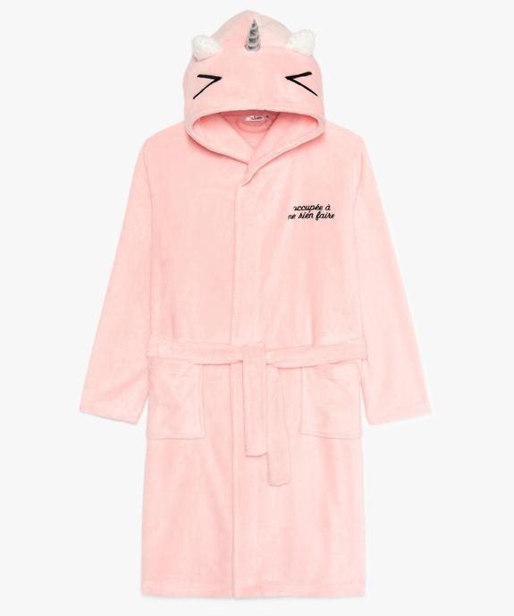Robe de chambre fille douillette avec capuche animée vue1 - GEMO (JUNIOR) - GEMO