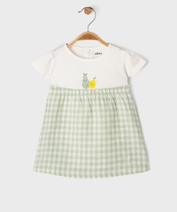 Robe avec body intégré bébé fille vue1 - GEMO(BB COUCHE) - GEMO