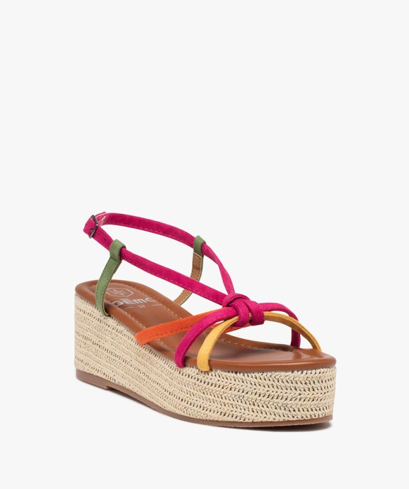 Sandales femme compensées à fines brides multicolores vue3 - GEMO(URBAIN) - GEMO