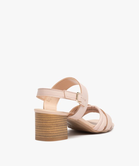 Sandales femme à talon rainuré et dessus cuir uni - Tanéo vue4 - TANEO - GEMO