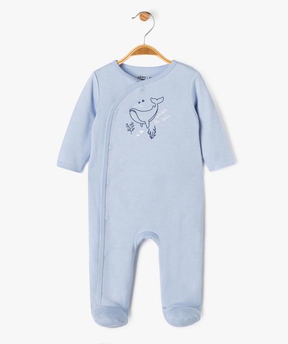 Pyjama en coton ouverture devant motif baleine bébé vue1 - GEMO 4G BEBE - GEMO
