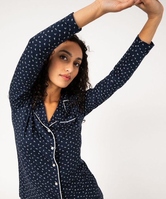 Pyjama deux pièces femme : chemise et pantalon vue5 - GEMO 4G FEMME - GEMO