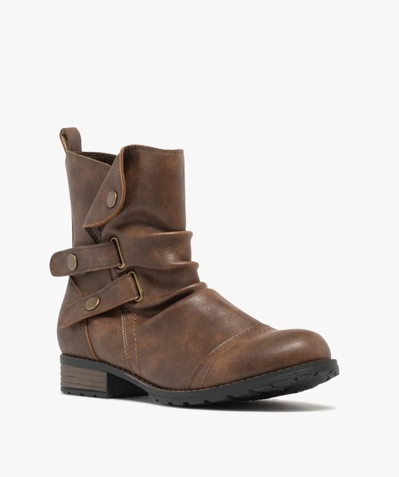 Boots femme style vintage à col plissé avec brides fantaisie et à zip vue2 - GEMO (CASUAL) - GEMO